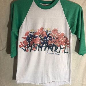 White and green floral baseball tee